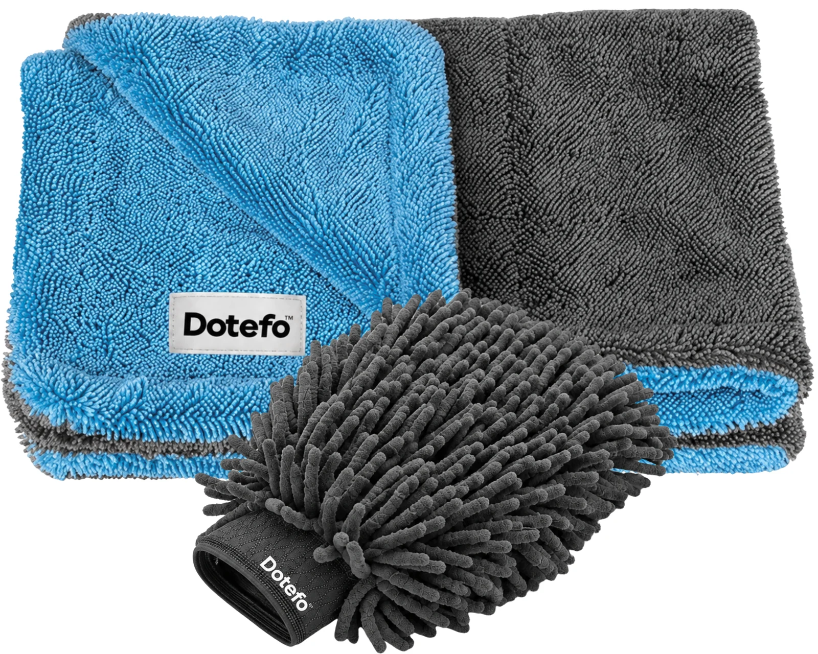 Dotefo 1200 GSM Double-Side Twisted Loop Towel + Wash Mitt Combo — 60 × 40 cm