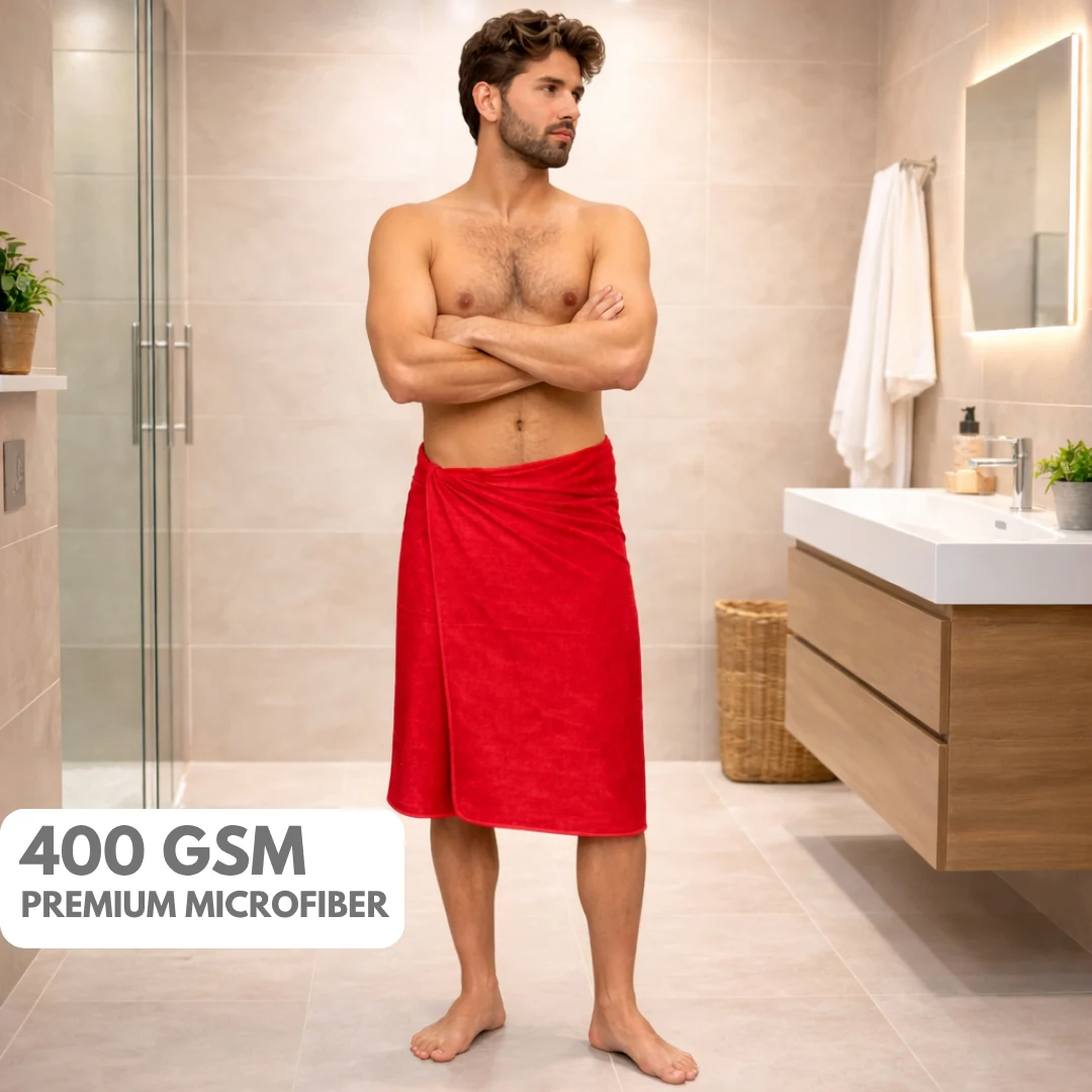 Dotefo 400 GSM Microfiber Bath Towel — Red, 70 × 140 cm photo 3