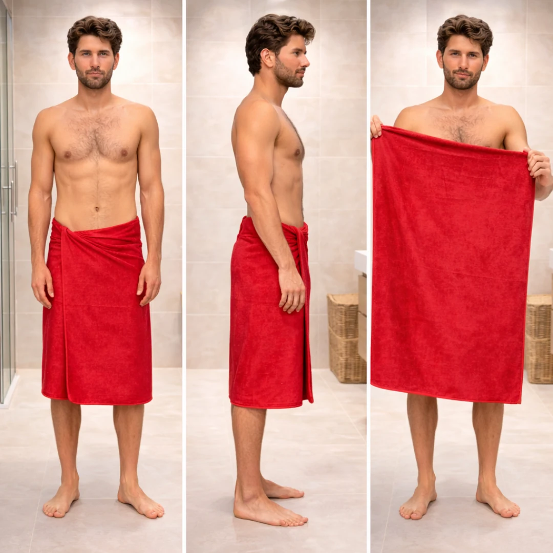 Dotefo 400 GSM Microfiber Bath Towel — Red, 70 × 140 cm photo 4